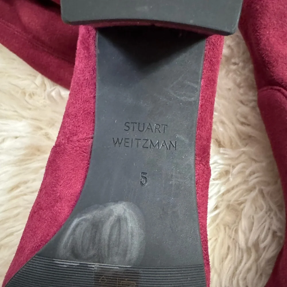 Stuart Weitzman Suede Over The Knee Burgundy Boots Sz 5